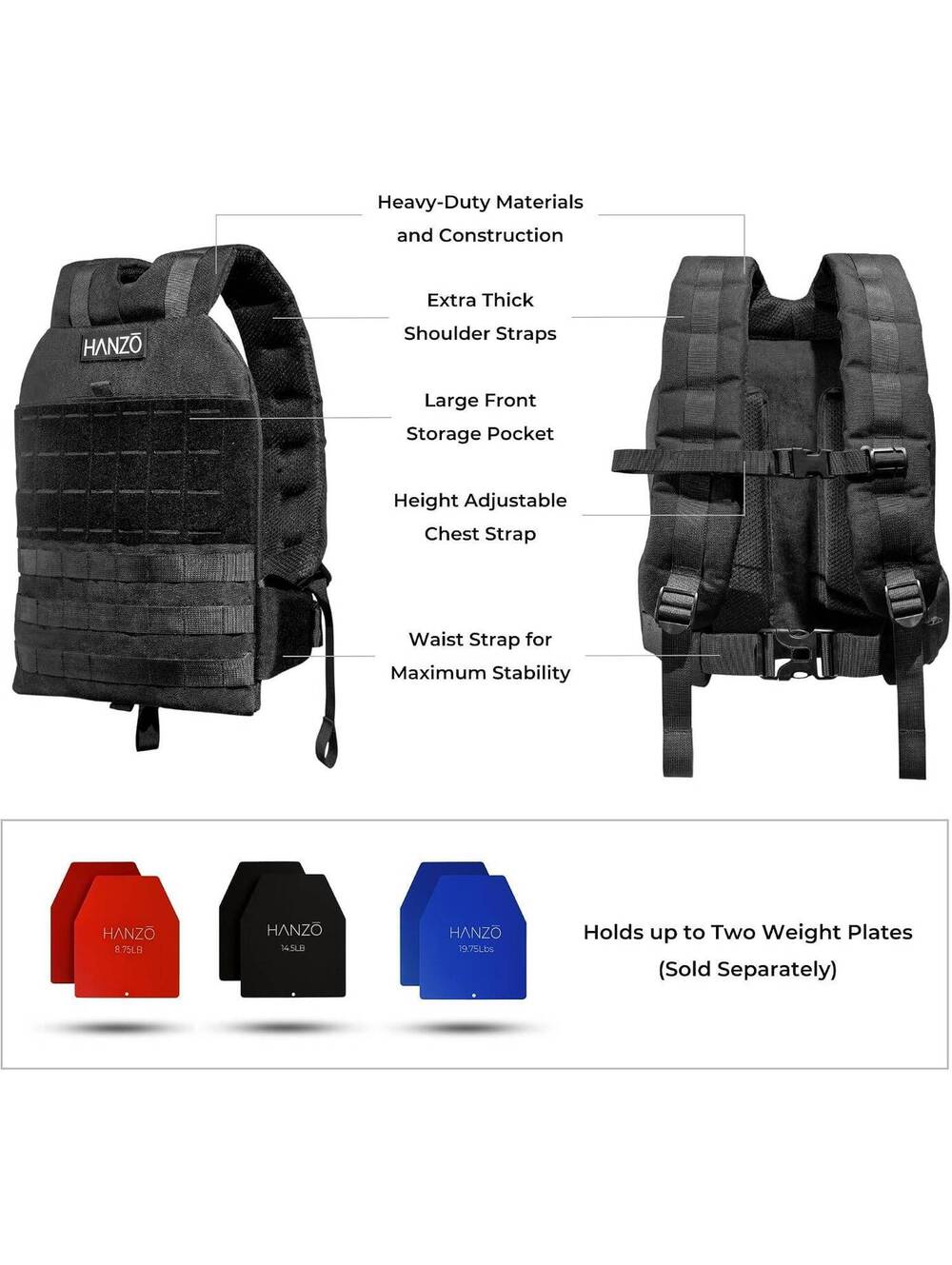 Hanzo Slim Rucking Backpack with Lower Back Support, Rucking, Strength trraining - Picture 4 of 6